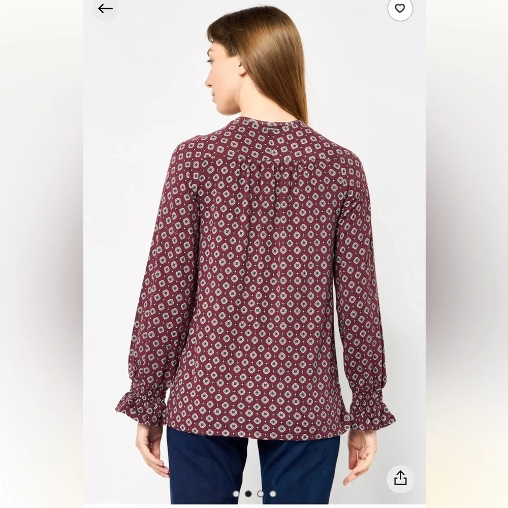 Michael by Michael Kors Burgundy Geometric Print V-Neck Long Sleeve Top sz 4X - Picture 3 of 10